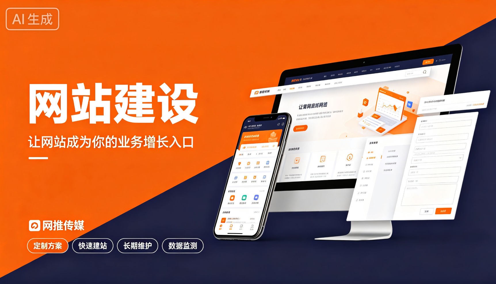 网站建设与数字化解决方案宣传图